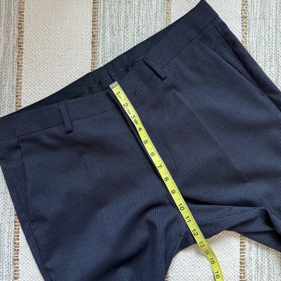 Bonobos Marzotto Tessutto Navy Wool Striped Straight Slim Dress Pants 35/ 32 - Picture 7 of 11